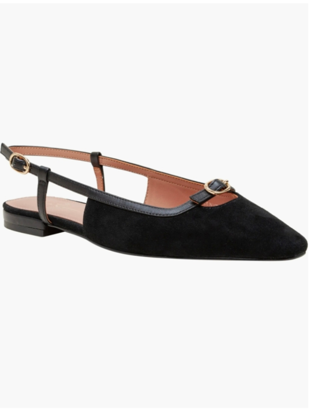 Linea Paolo Black Suede Cassidy Pointed Toe Slingback Flat Size 11 NWT Office